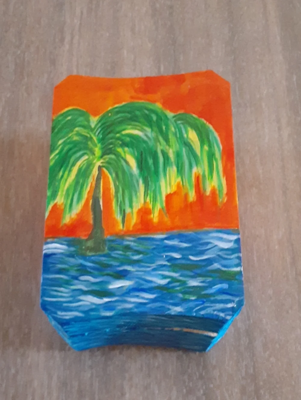 Hand-Painted Wooden Trinket Box - weeping willow - Picture 1 of 10